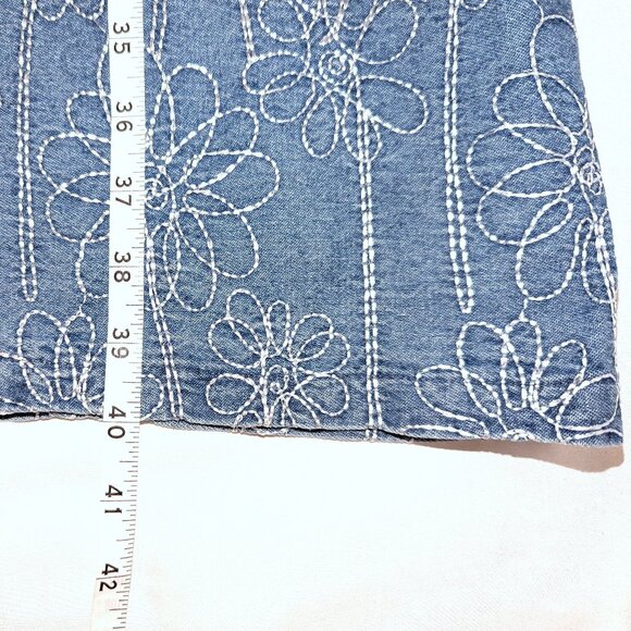 NWT House of Harlow 1960 | Floral Embroidered Denim Maxi Skirt Blue | Size 6 - Picture 11 of 13